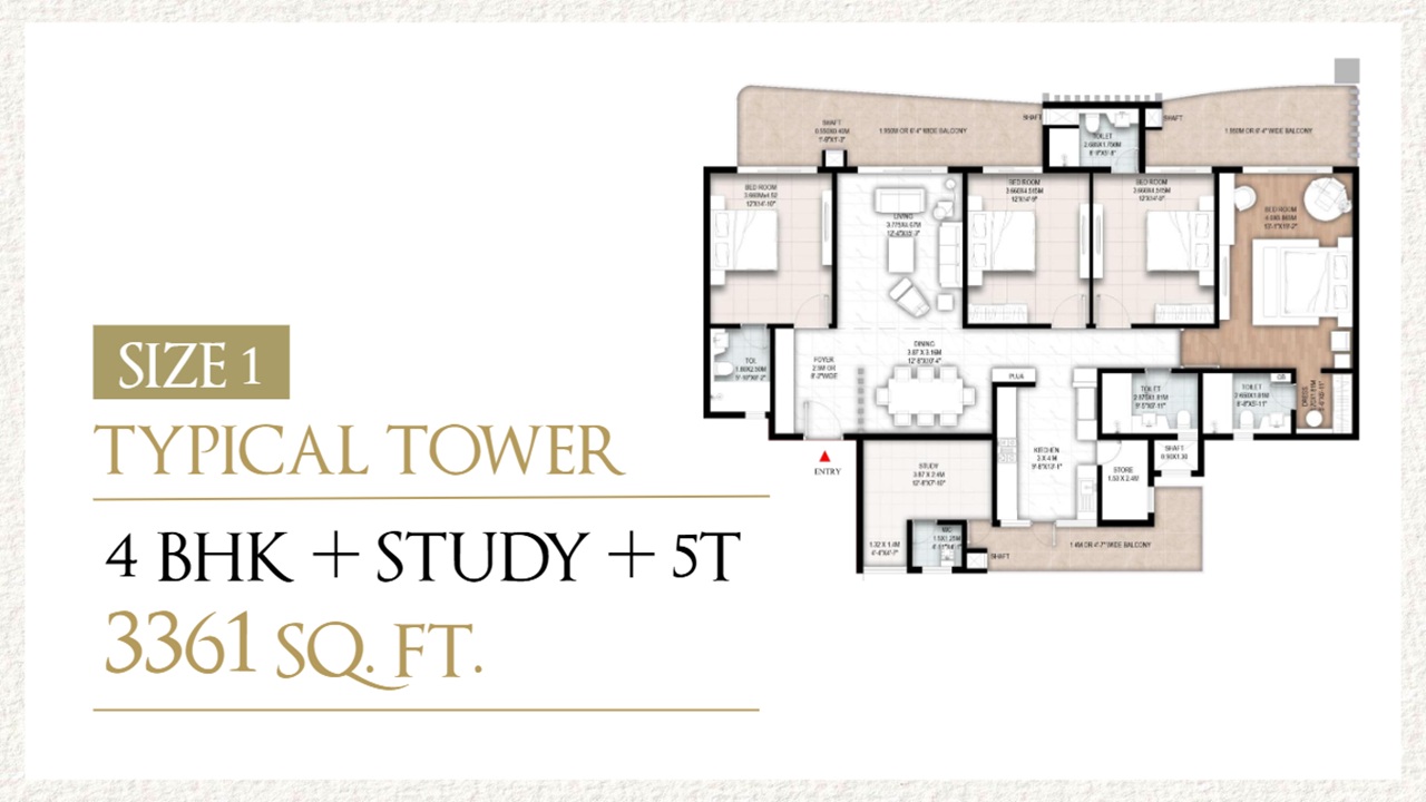 Aspire Centurian Park 4 BHK + Study + 5T Iconic Floor Plan (3,361 sq. ft.)